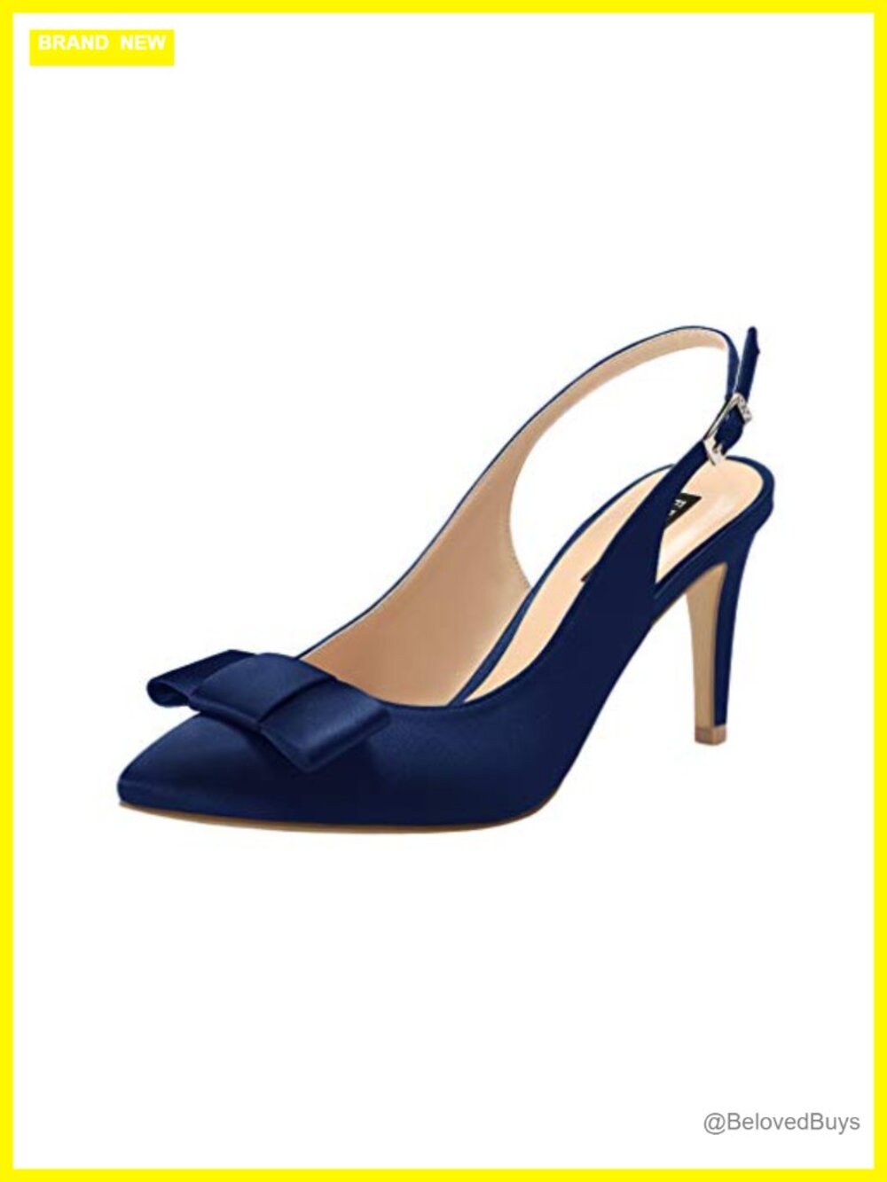 Pointy Toe Slingback Satin Mid Heel Pumps Wedding Party Prom Shoes